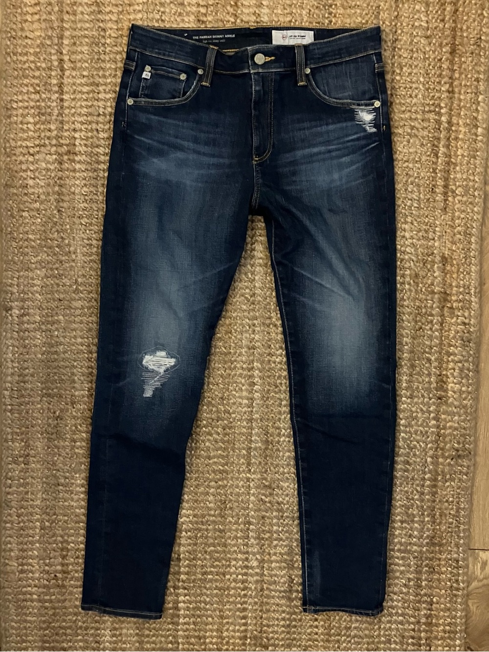 AG Jeans Farrah High-Rise Skinny Ankle Jeans Distressed-31R